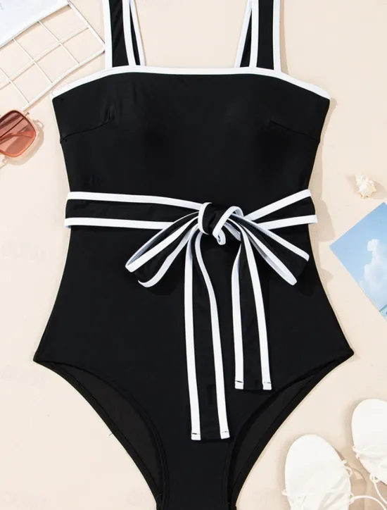 Outlet Women's Swimwear One Piece Monokini Swimsuit Backless Tummy Control High Waist Slim Vacation Beach Wear Solid Color Scoop Neck Sleeveless Bathing Suits Women One-Pieces