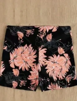 Women's Swimwear Stretchy Boxer Shorts Swimsuit High Waist Vacation Beach Wear Floral Sleeveless Bathing Suits Women Bikinis