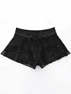 Outlet Women's Swimwear Stretchy Boxer Shorts Swimsuit Mesh High Waist Vacation Beach Wear Solid Color Sleeveless Bathing Suits Women Bikinis
