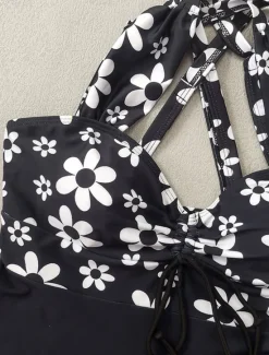 Clearance Women's Swimwear Swimdresses 2 Piece Tankini Swimsuit Backless Slim Vacation Beach Wear Floral Graphic Halter Neck Sleeveless Bathing Suits Women Swimdresses