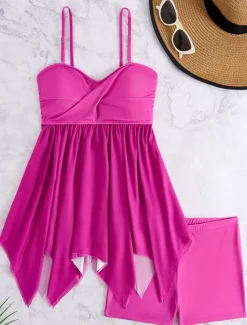 Discount Women's Swimwear Swimdresses One Piece Tankini Swimsuit Backless High Waist Slim Vacation Beach Wear Solid Color U Neck Sleeveless Bathing Suits Women Swimdresses