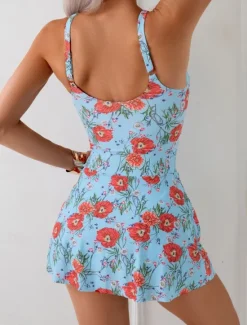 Outlet Women's Swimwear Swimdresses One Piece Tankini Swimsuit Backless Tummy Control High Waist Slim Vacation Beach Wear Graphic U Neck Sleeveless Bathing Suits Women Swimdresses