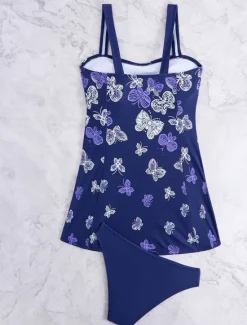 Women's Swimwear Swimdresses 2 Piece Tankini Cheeky Tankini Swimsuit Backless Slim Vacation Beach Wear Graphic U Neck Sleeveless Bathing Suits Women Swimdresses