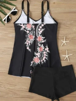Clearance Women's Swimwear Tankini 2 Piece Boy Leg Swimsuit Backless High Waist Vacation Beach Wear Paisley V Neck Sleeveless Bathing Suits Women Tankinis