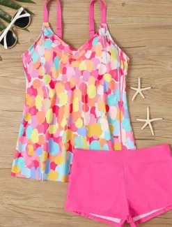 Clearance Women's Swimwear Tankini 2 Piece Boy Leg Swimsuit Backless High Waist Vacation Beach Wear Paisley V Neck Sleeveless Bathing Suits Women Tankinis