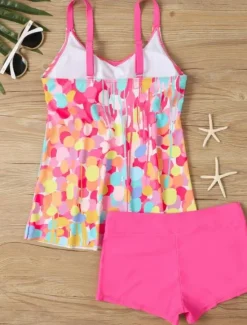 Clearance Women's Swimwear Tankini 2 Piece Boy Leg Swimsuit Backless High Waist Vacation Beach Wear Paisley V Neck Sleeveless Bathing Suits Women Tankinis