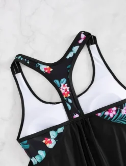 Outlet Women's Swimwear Tankini 2 Piece Shorts Swimsuit Backless Tummy Control High Waist Slim Vacation Beach Wear Floral Graphic U Neck Sleeveless Bathing Suits Women Tankinis