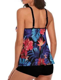 Women's Swimwear Tankini Swimsuit Tropical Tropical Sleeveless Bathing Suits Women Tankinis