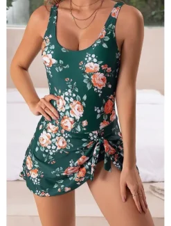 Hot Women's Swimwear Tankini Swimsuit Elegant Tropical Floral Sleeveless Bathing Suits Women Swimdresses