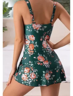 Hot Women's Swimwear Tankini Swimsuit Elegant Tropical Floral Sleeveless Bathing Suits Women Swimdresses