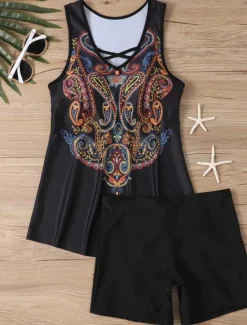 Women's Swimwear Tankini Swimsuit Vacation Tropical Paisley Strapless Bathing Suits Women Tankinis