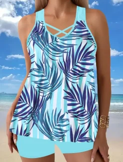 Women's Swimwear Tankini Swimsuit Vacation Tropical Paisley Strapless Bathing Suits Women Tankinis