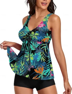 Best Women's Swimwear Tankini Swimsuit Tropical Tropical Sleeveless Bathing Suits Women Tankinis