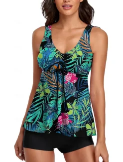 Best Women's Swimwear Tankini Swimsuit Tropical Tropical Sleeveless Bathing Suits Women Tankinis