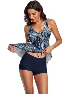 Best Women's Swimwear Tankini Swimsuit Retro Tropical Sleeveless Bathing Suits Women Tankinis
