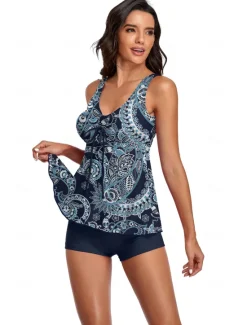 Best Women's Swimwear Tankini Swimsuit Retro Tropical Sleeveless Bathing Suits Women Tankinis