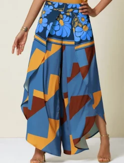 Hot Women's Swing Full Length Satin Micro-elastic Pants Birthday Weekend Blue Rose Red Spring & Summer S M L Women Pants