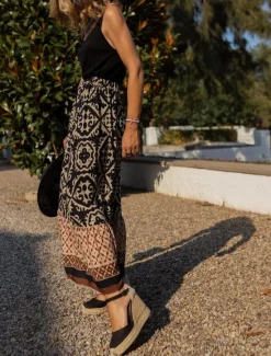 Hot Women's Swing Long Skirt Bohemia Maxi Skirts Ruffle Print Graphic Street Vacation Spring & Summer Fashion coastal grandma style Boho Black Light Green Blue Purple Women Skirts
