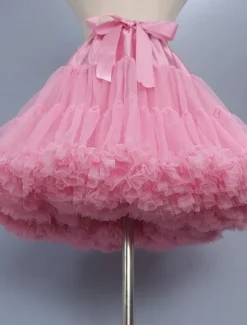 Sale Women's Swing Petticoat Fashion Mini Skirts Solid Colored Ruffle Layered Tulle Performance Party Fall & Winter Organza Tulle Women Skirts