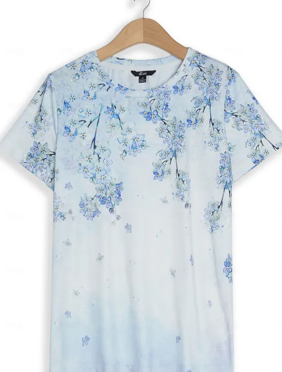 Online Women's T Shirt Basic Floral Print Short Sleeve Regular Tops Round Neck Daily Weekend Women Spring Tops
