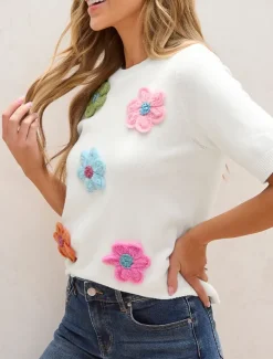New Women's T Shirt Casual Floral Print Short Sleeve Long Tops V Neck Daily White Yellow Summer Women Spring Tops