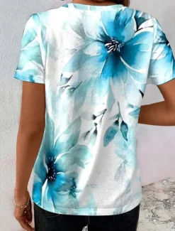 Best Women's T Shirt Casual Print Short Sleeve Regular Tops Daily Summer Women Spring Tops