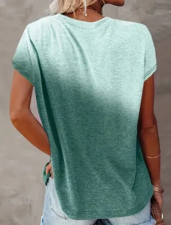 Hot Women's T Shirt Casual Print Short Sleeve Regular Tops Daily Purple Green Gray Summer Women T-Shirts