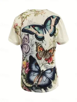 Women's T Shirt Casual Print Short Sleeve Regular Tops Daily Summer Women T-Shirts