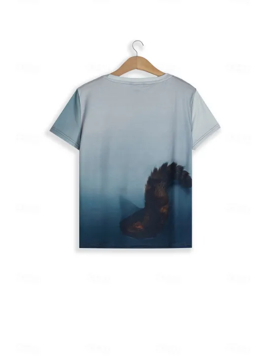 Best Women's T Shirt Fashion Cat Print Short Sleeve Regular Tops Round Neck Daily Weekend Summer 3D cat Women T-Shirts