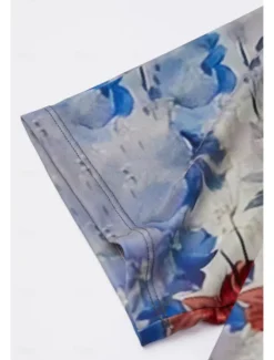 Hot Women's T Shirt Fashion Floral Print Short Sleeve Regular Tops Round Neck Holiday Weekend Yellow Pink Blue Purple Green Spring & Summer Women Spring Tops