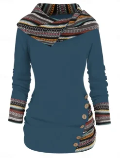 Sale Women's T Shirt Fashion Modern Casual Long Sleeve Regular Tops Crew Neck Daily Weekend Wine Blue Green Gray Spring Fall Women Tunic Tops