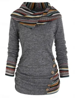 Sale Women's T Shirt Fashion Modern Casual Long Sleeve Regular Tops Crew Neck Daily Weekend Wine Blue Green Gray Spring Fall Women Tunic Tops