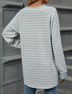 New Women's T Shirt Fashion Modern Casual Long Sleeve Regular Tops Crew Neck Daily Weekend Gray / White Black Blue Light Grey Fall Winter Women Tunic Tops