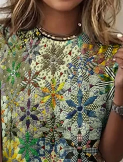 Clearance Women's T Shirt Floral Casual Short Sleeve Round Neck Regular Tops Daily Print Summer Women Spring Tops