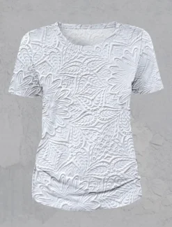 Clearance Women's T Shirt Floral 3D Stylish Casual Short Sleeve Round Neck Regular Tops Daily Weekend Print Summer Spring Women T-Shirts