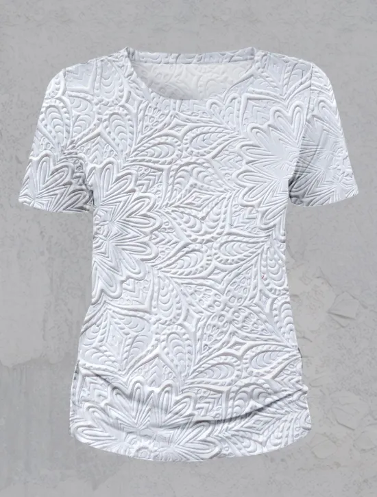 Clearance Women's T Shirt Floral 3D Stylish Casual Short Sleeve Round Neck Regular Tops Daily Weekend Print Summer Spring Women T-Shirts
