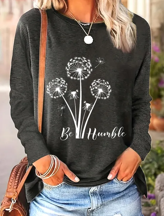Hot Women's T Shirt Floral Graphic Plants Vintage Stylish Classic Long Sleeve Crew Neck Round Neck Regular Tops Daily Print Black Dusty Rose Dusty Blue Khaki Summer Spring Fall Women T-Shirts