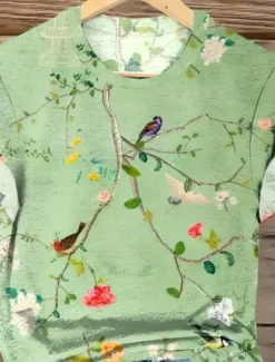 New Women's T Shirt Floral Graphic Vintage Fashion Stylish Short Sleeve Round Neck Regular Tops Daily Going out Weekend Print Summer Women T-Shirts