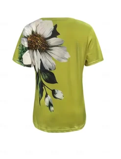 Outlet Women's T Shirt Floral Graphic Plants Vintage Stylish Classic Short Sleeve Crew Neck Round Neck Regular Tops Daily Weekend Print Black Blue Purple Green Gray Summer Spring Women T-Shirts