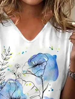 Outlet Women's T Shirt Floral Graphic Bohemia Fashion Beach Long Sleeve V Neck Regular Tops Daily Sports Going out Print Summer Spring Women Women's Tops
