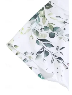 Online Women's T Shirt Floral Ruffle V-Neck Short Sleeve Botanical Print Casual Top Lightweight Breathable Summer Fashion Regular Fit Multi-Size Women Spring Tops