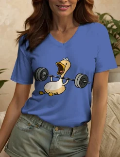Women's T Shirt Graphic Animal Vintage Stylish Classic Short Sleeve V Neck Regular Tops Daily Print Black White Red Blue Purple Summer Spring Women T-Shirts