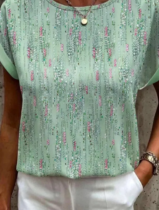 Clearance Women's T Shirt Graphic Basic Short Sleeve Round Neck Regular Tops Daily Weekend Print Yellow Pink Blue Orange Green Women Spring Tops