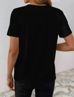 Best Women's T Shirt Graphic Letter Stylish Casual Short Sleeve V Neck Regular Tops Daily Print Black Red Blue Fuchsia Green Summer DRUNK Women T-Shirts
