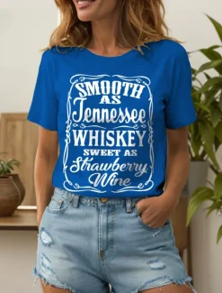 Outlet Women's T Shirt Graphic Letter Vintage Stylish Classic Short Sleeve Crew Neck Round Neck Regular Tops Daily Weekend Print Black White Yellow Red Blue Summer Spring Women T-Shirts