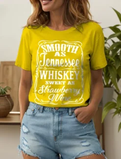 Outlet Women's T Shirt Graphic Letter Vintage Stylish Classic Short Sleeve Crew Neck Round Neck Regular Tops Daily Weekend Print Black White Yellow Red Blue Summer Spring Women T-Shirts
