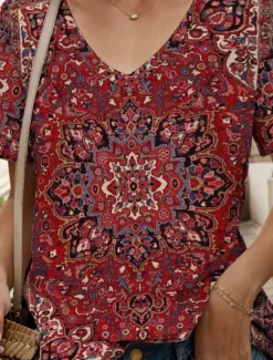 Hot Women's T Shirt Graphic Stylish Casual Boho Short Sleeve Crew Neck Regular Tops Daily Print Summer Spring Women Boho Tops