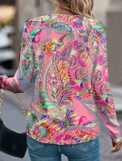 Sale Women's T shirt Long Sleeve Casual Print Regular Tops Daily Spring Fall Prefall Women Spring Tops