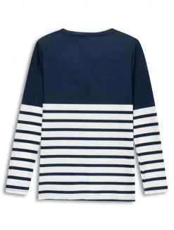 Sale Women's T shirt Long Sleeve V Neck Long Sleeve Tunic Striped Basic Regular Tops Daily Weekend Print Fall & Winter Prefall Women T-Shirts