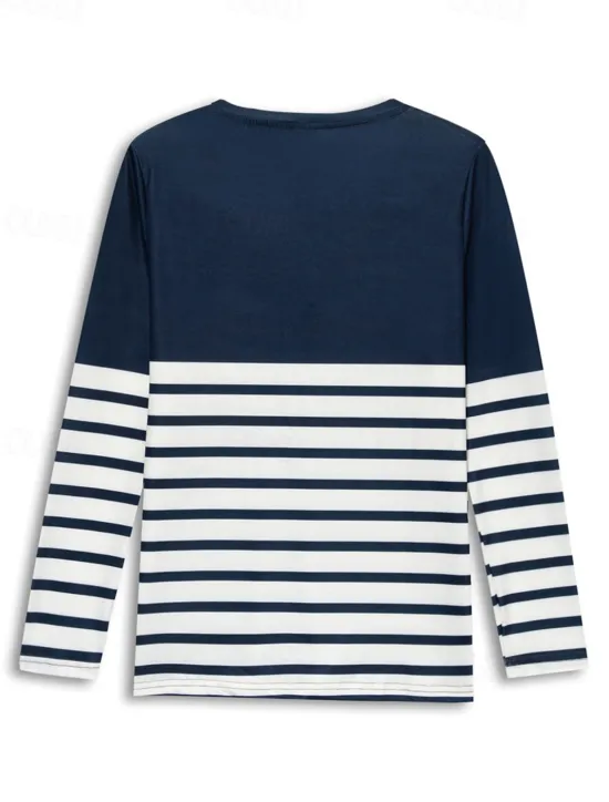 Sale Women's T shirt Long Sleeve V Neck Long Sleeve Tunic Striped Basic Regular Tops Daily Weekend Print Fall & Winter Prefall Women T-Shirts